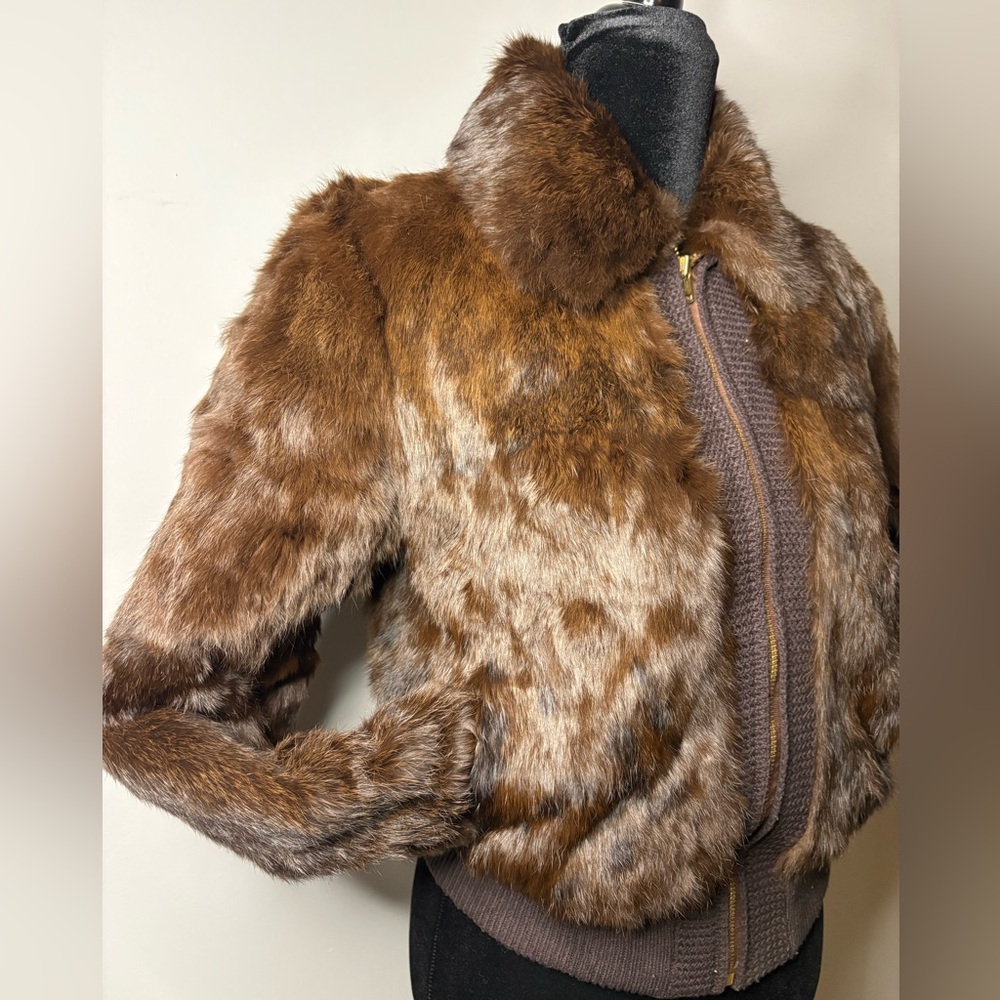 Vintage Dino Ricco Rabbit Fur Bomber Jacket size M - Picture 4 of 13
